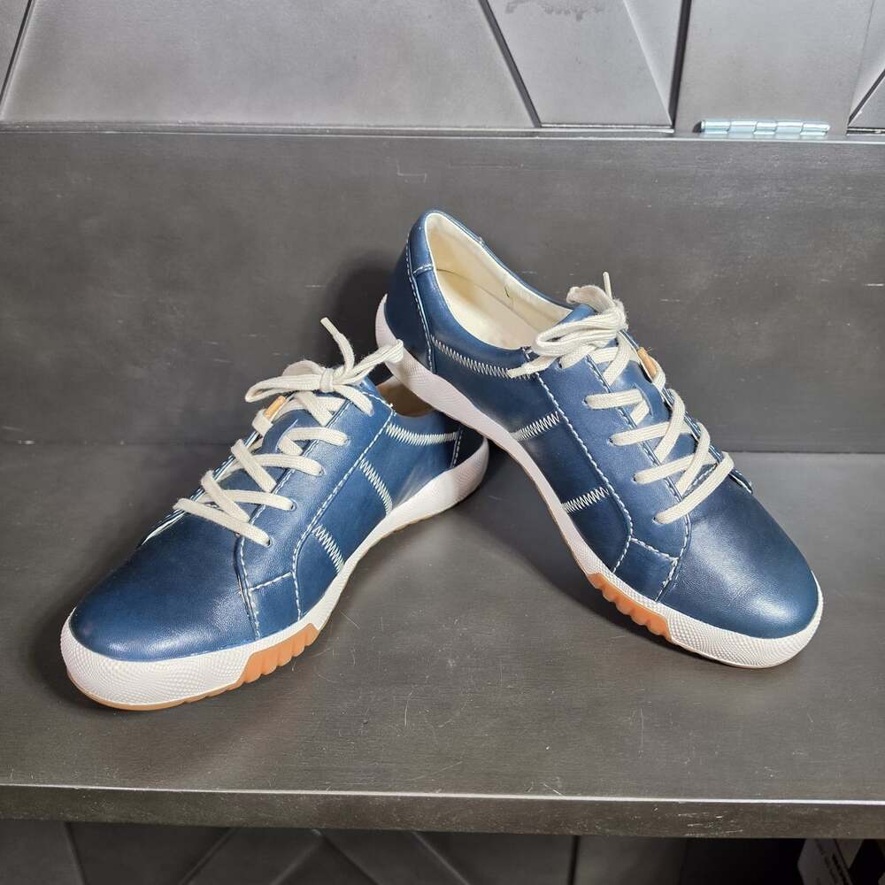 Romika Shoes Womens Size 5- 5.5 Blue Leather Sneaker Comfort Lace Up EU 36 New